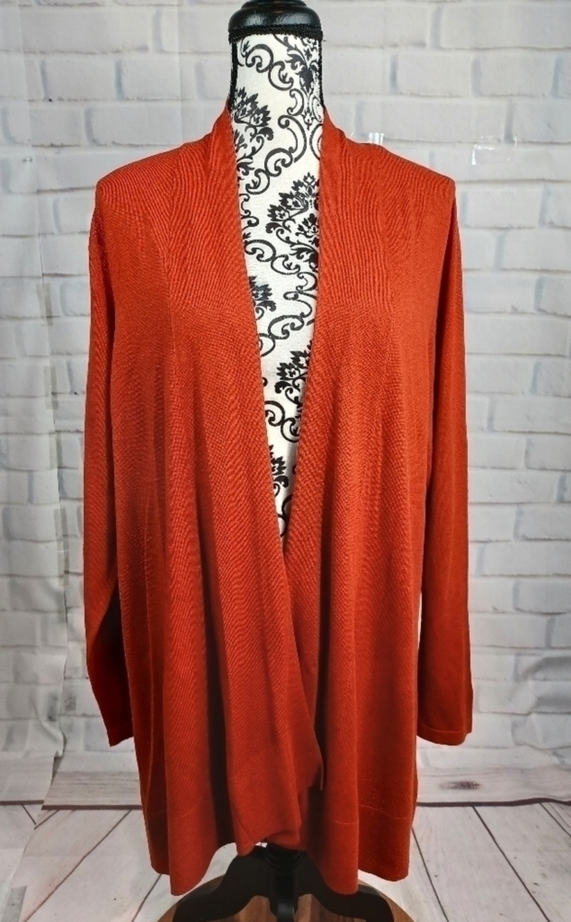 Susan Graver womens open front long g sleeve stretch knit cardigan size xl b32